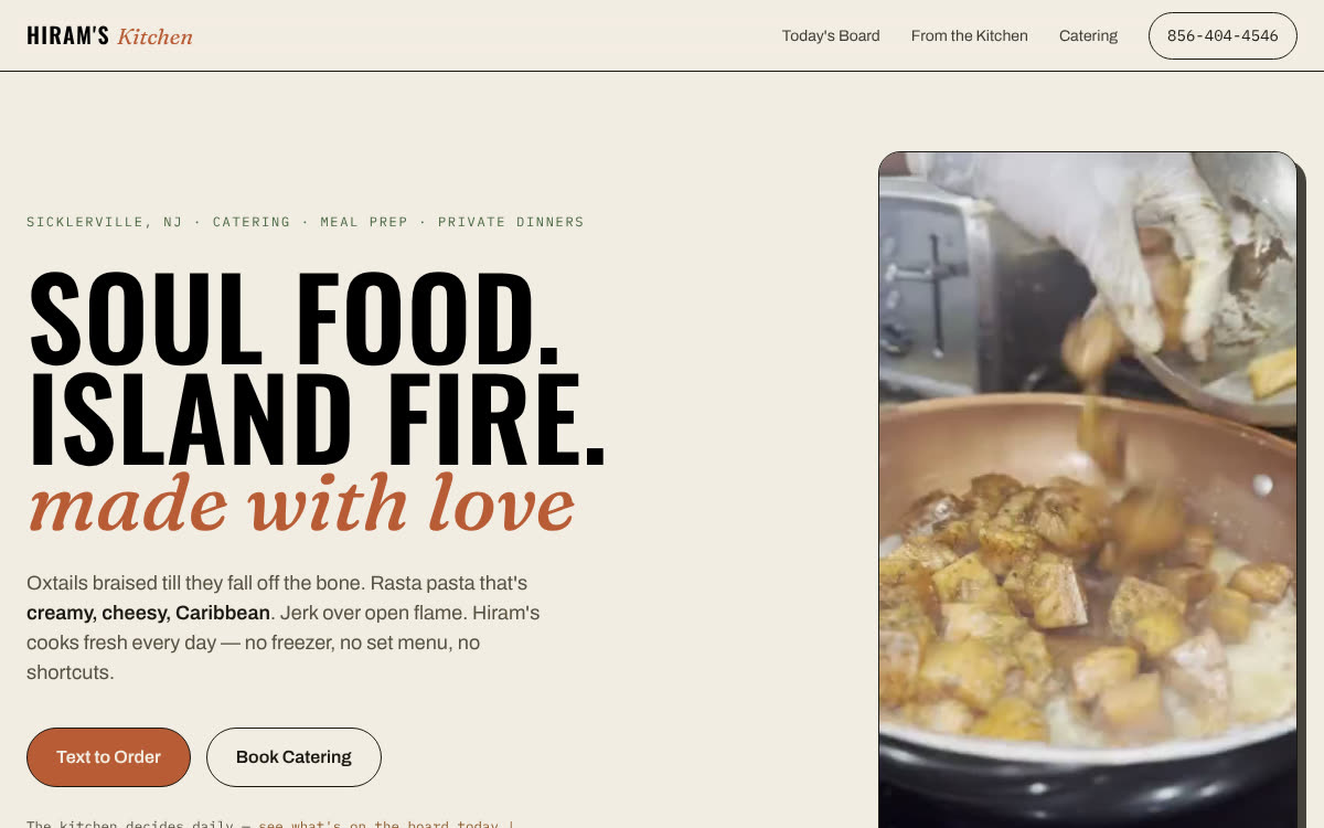 Hiram's Kitchen website
