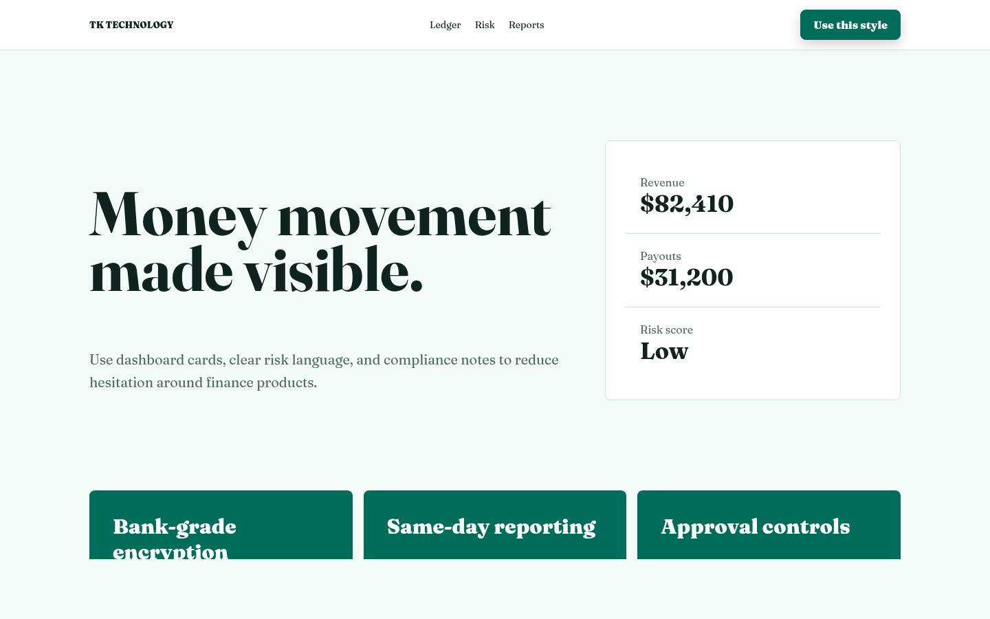 Fintech Ledger template